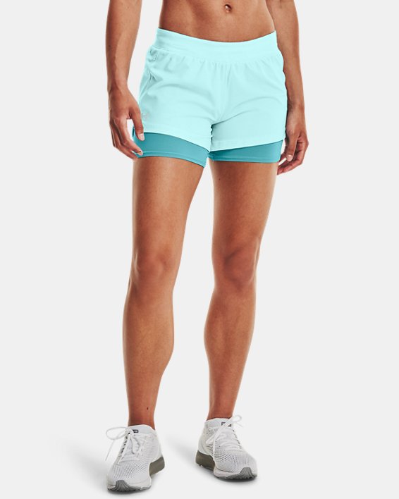 Women's UA Iso-Chill Run 2-in-1 Shorts, Blue, pdpMainDesktop image number 0